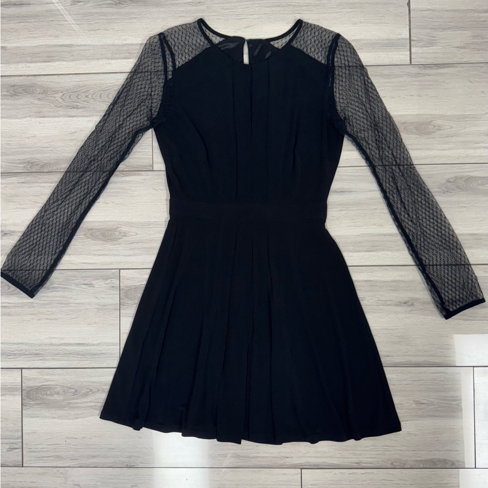 BCBGeneration Black Dress with Mesh Sleeves